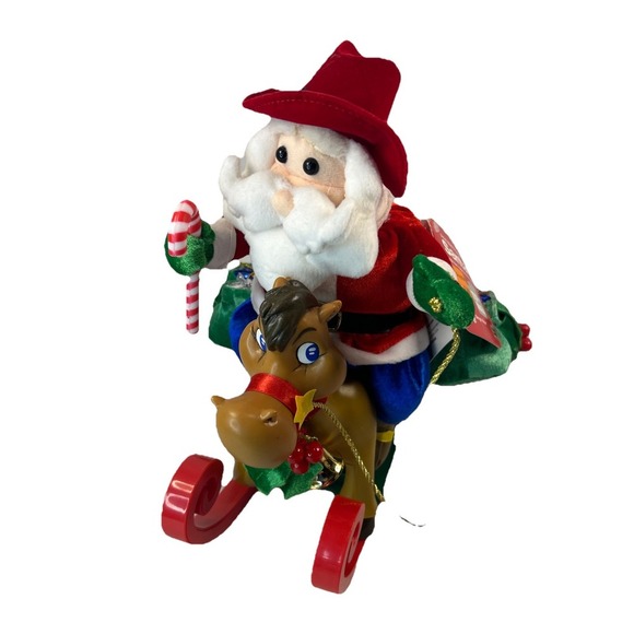 Christmas Gemmy Animated Cowboy Western Santa Riding Rocking Horse Works Read - Picture 2 of 16